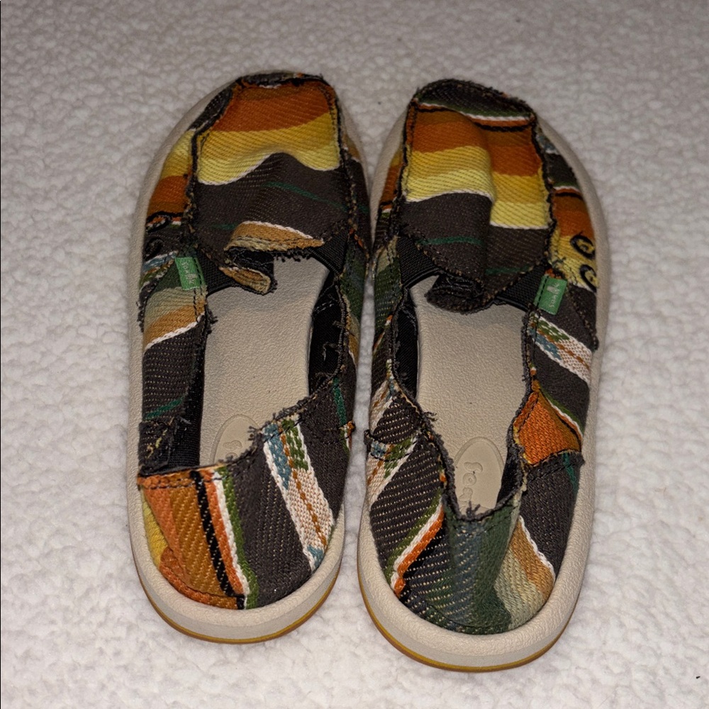 SANUK CHARCOAL MULTI DONNA BLANKET SIDEWALK SURFER SHOES Womens size 6 - Picture 2 of 5